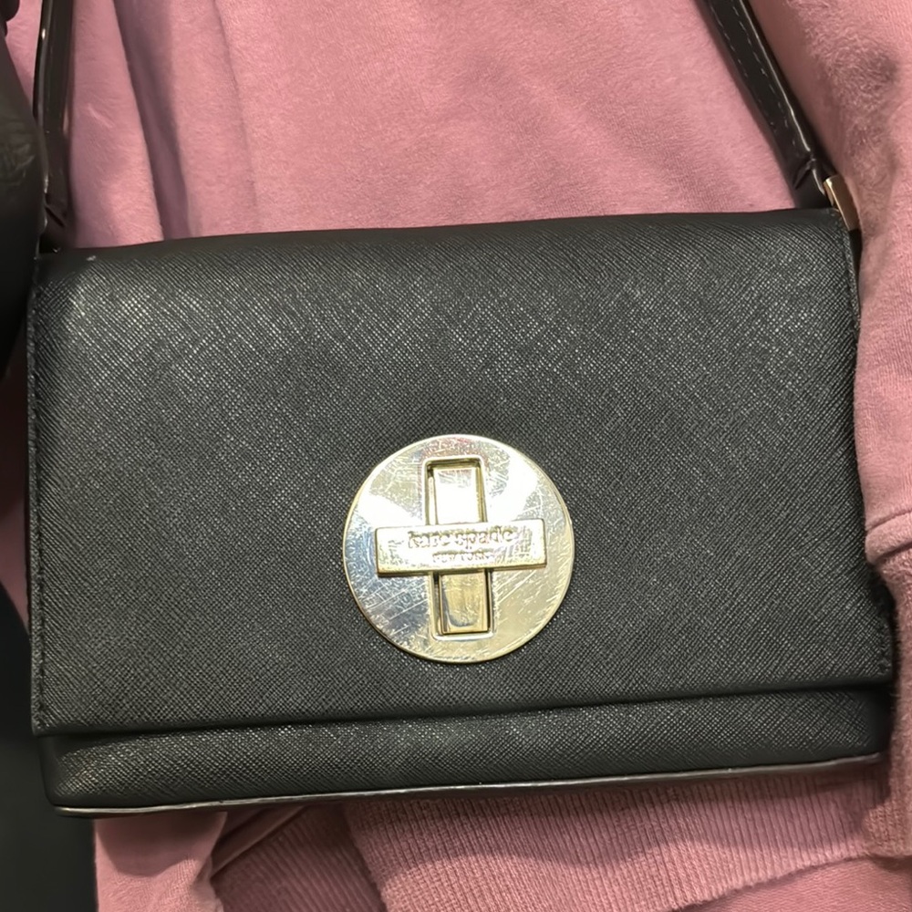 Kate Spade Black Crossbody Bag with Silver Clasp